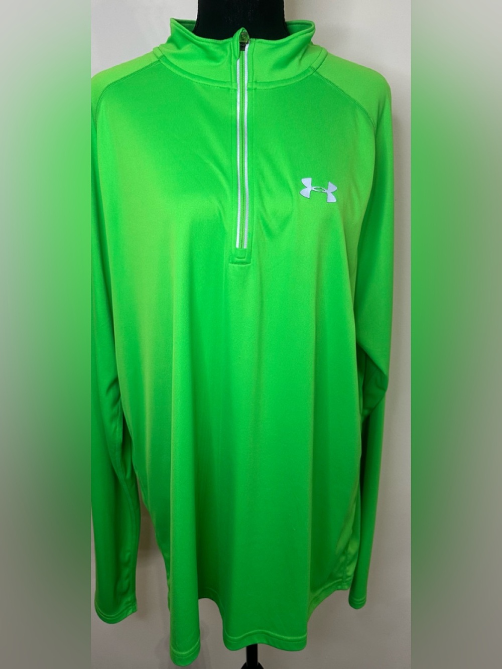 Under Armour Unisex Neon Lime Green 1/4 Zip Athletic Pullover - Size 2XL